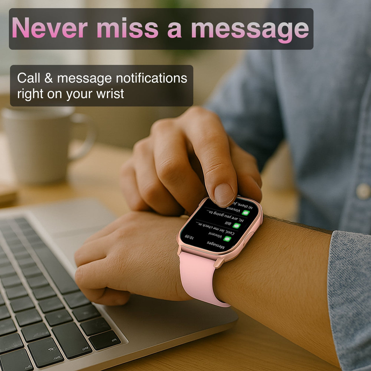 V-Fitness Smart Watch GPS and 2.1 inch Pink