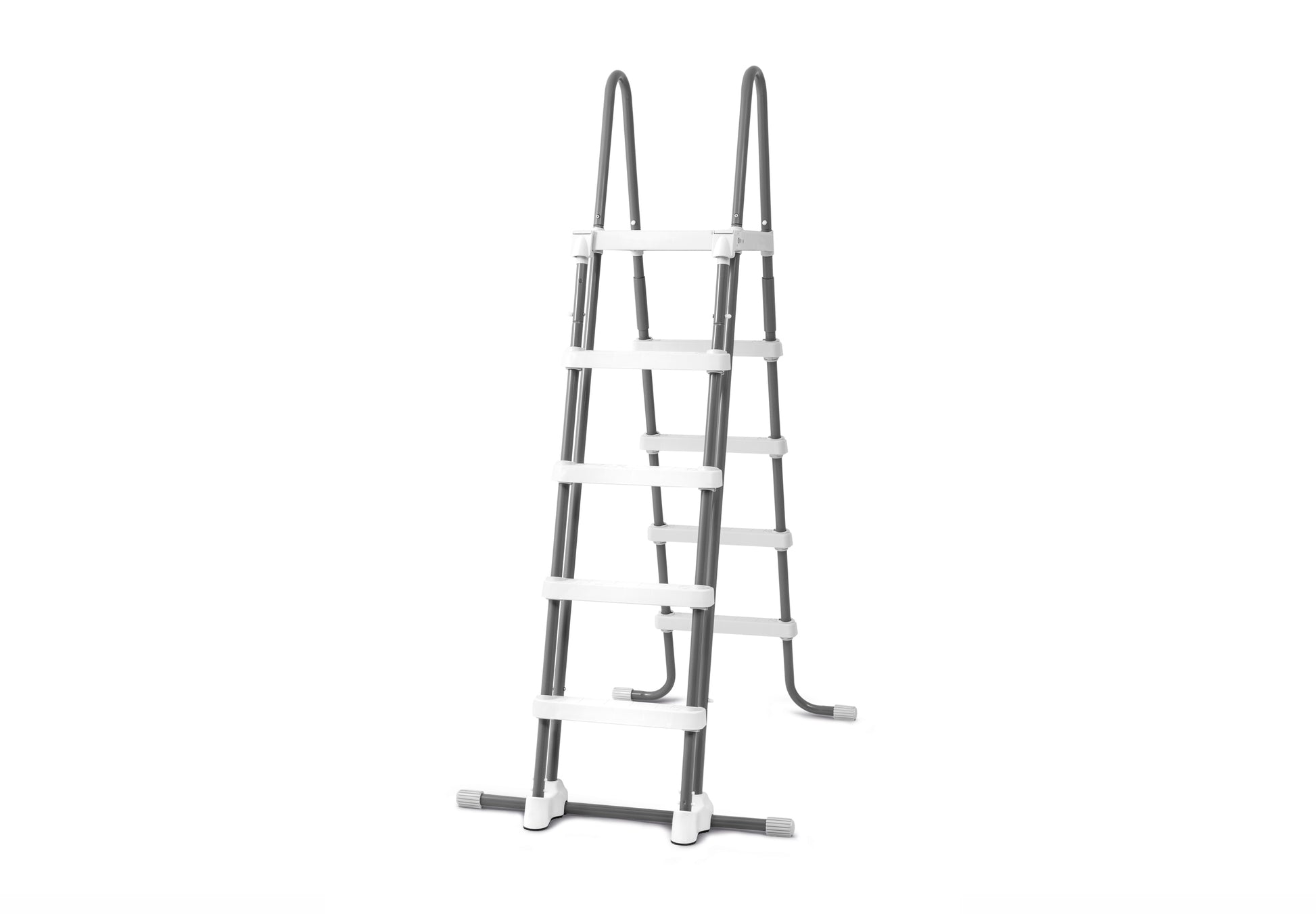 White and gray ladder-like structure on a white background