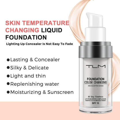 ReviGLam TLM Colour Changing Liquid Foundation Hides Wrinkles & Lines, BB Cream Makeup Base Concealer Cover Moisturizing Fluid for all Skin Tone SPF15, Pack of 2