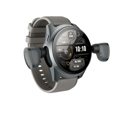 2 - in - 1 Smartwatch /Earphones & Charging Dock | 4GB MP3, Health Tracker | Titanium Grey | World’s First Patented - Factory Direct Shop