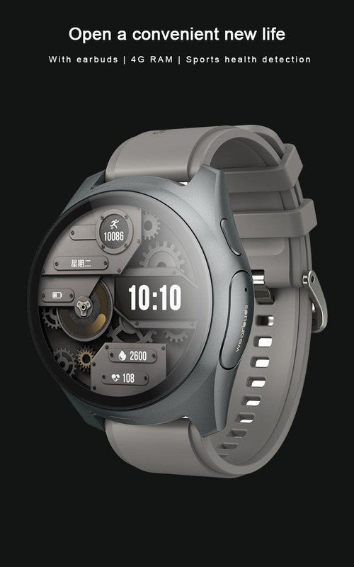2 - in - 1 Smartwatch /Earphones & Charging Dock | 4GB MP3, Health Tracker | Titanium Grey | World’s First Patented - Factory Direct Shop