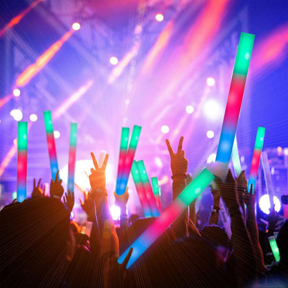 16PCS Foam Glow Sticks, Foam Light Up Sticks with 3 Modes Colorful Flashing, Glow Stick Bulk Party Pack, Glow in Dark Party Supplies, LED Foam Sticks Bulk for Wedding, Raves, Concert, Halloween