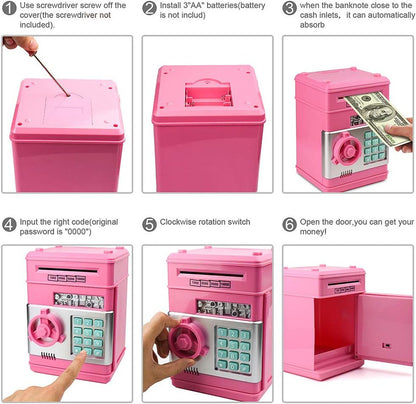 Toys for Kids Ages 5-7, 8-10, Electronic ATM Password Cash Coin Can Auto Scroll Paper Money Saving Box Toys for 6 7 8 9 10 11 12 Year Old Girl Christmas Birthday Gifts green