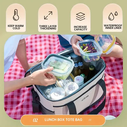 Blue Portable Insulated Cooler Bag for Camping & Picnics - Durable Outdoor Storage Tote