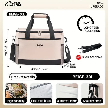 Blue Portable Insulated Cooler Bag for Camping & Picnics - Durable Outdoor Storage Tote