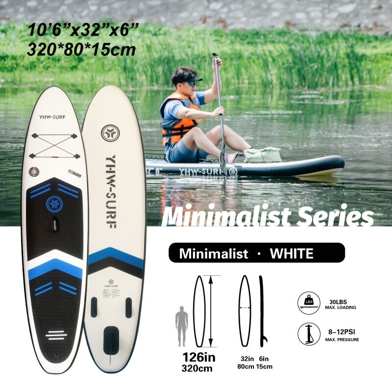 Inflatable vertical paddle set for water sports and surfing - including air pump, paddle, rope, backpack, fin box and maintenance tools. - Factory Direct Shop