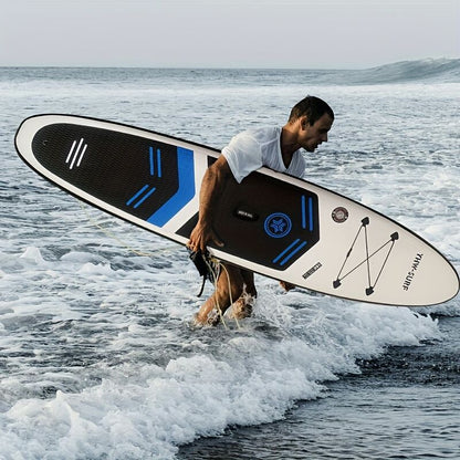 Inflatable vertical paddle set for water sports and surfing - including air pump, paddle, rope, backpack, fin box and maintenance tools. - Factory Direct Shop