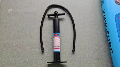 Inflatable vertical paddle set for water sports and surfing - including air pump, paddle, rope, backpack, fin box and maintenance tools. - Factory Direct Shop