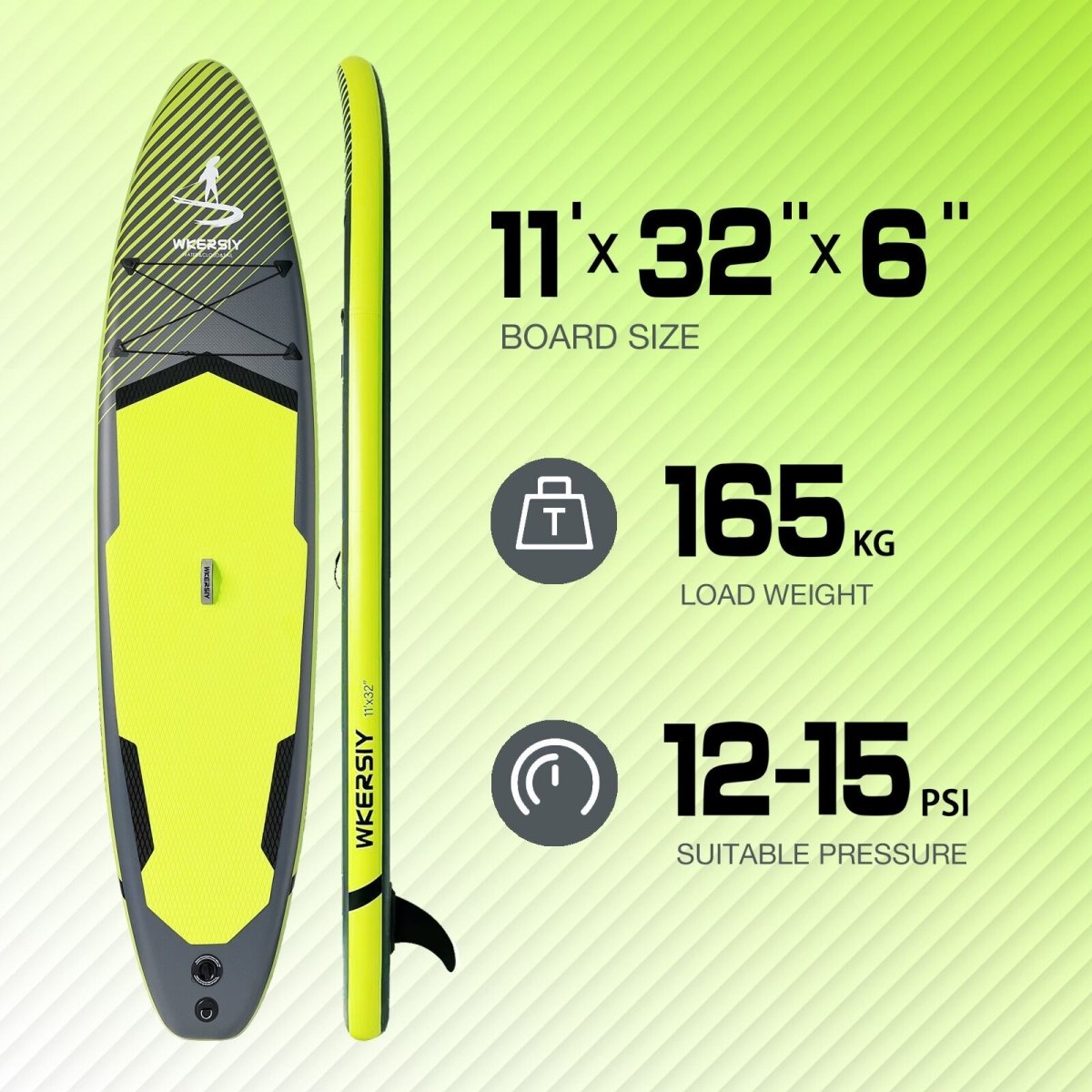 Inflatable vertical paddle set for water sports and surfing - including air pump, paddle, rope, backpack, fin box and maintenance tools. - Factory Direct Shop