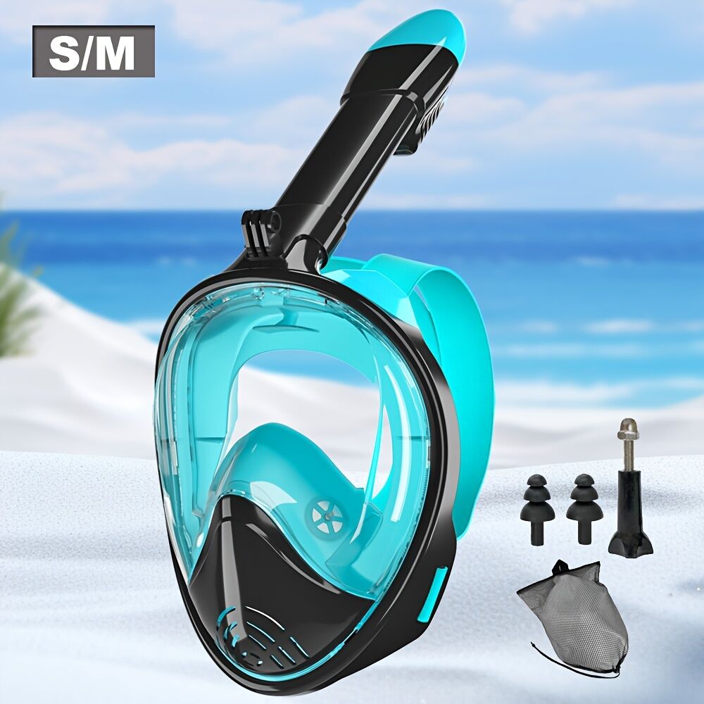 L/XL full - face silicone snorkeling mask, full - dry panoramic snorkeling mirror, camera bracket, large frame anti - leakage and anti - fog swimming mirror set, suitable for adults. - Factory Direct Shop