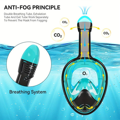 L/XL full - face silicone snorkeling mask, full - dry panoramic snorkeling mirror, camera bracket, large frame anti - leakage and anti - fog swimming mirror set, suitable for adults. - Factory Direct Shop