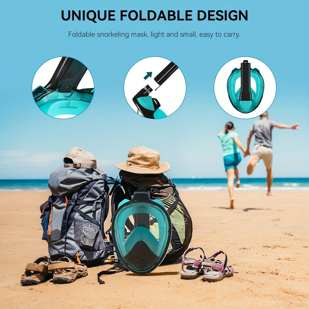 L/XL full - face silicone snorkeling mask, full - dry panoramic snorkeling mirror, camera bracket, large frame anti - leakage and anti - fog swimming mirror set, suitable for adults. - Factory Direct Shop