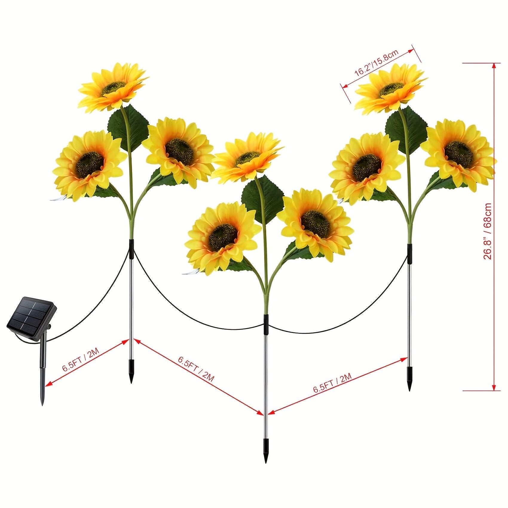 2 pcs of Sunflower - Shaped Ambiance Lights – Soft, Insect - Repellent Glow for Your Private Garden. Adds a Poetic Nighttime & Festive Touch. - Factory Direct Shop