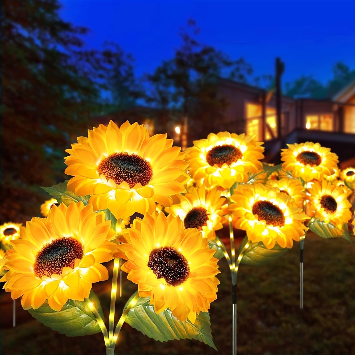 2 pcs of Sunflower - Shaped Ambiance Lights – Soft, Insect - Repellent Glow for Your Private Garden. Adds a Poetic Nighttime & Festive Touch. - Factory Direct Shop