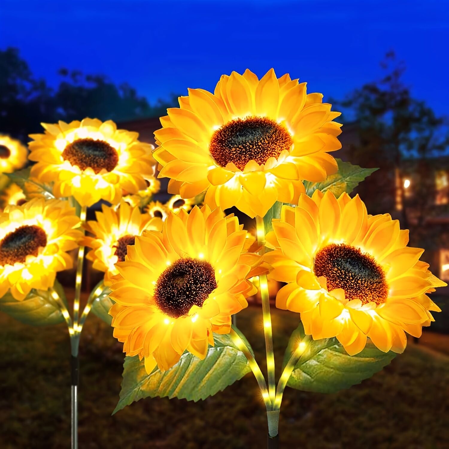 2 pcs of Sunflower - Shaped Ambiance Lights – Soft, Insect - Repellent Glow for Your Private Garden. Adds a Poetic Nighttime & Festive Touch. - Factory Direct Shop