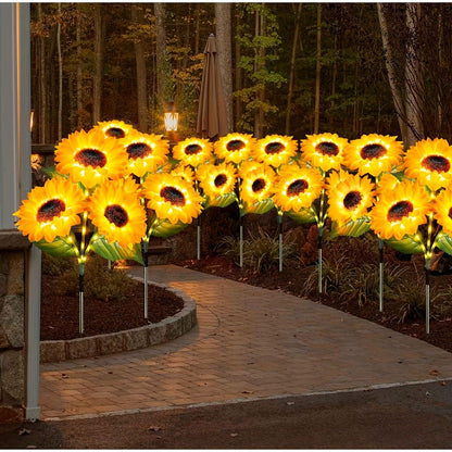 2 pcs of Sunflower - Shaped Ambiance Lights – Soft, Insect - Repellent Glow for Your Private Garden. Adds a Poetic Nighttime & Festive Touch. - Factory Direct Shop