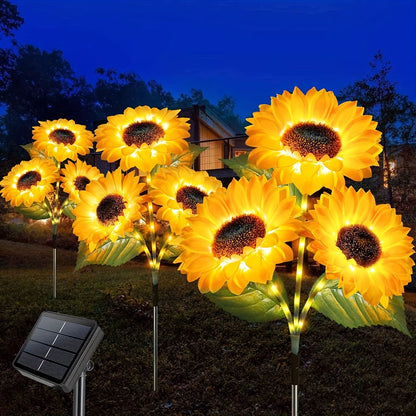 2 pcs of Sunflower - Shaped Ambiance Lights – Soft, Insect - Repellent Glow for Your Private Garden. Adds a Poetic Nighttime & Festive Touch. - Factory Direct Shop