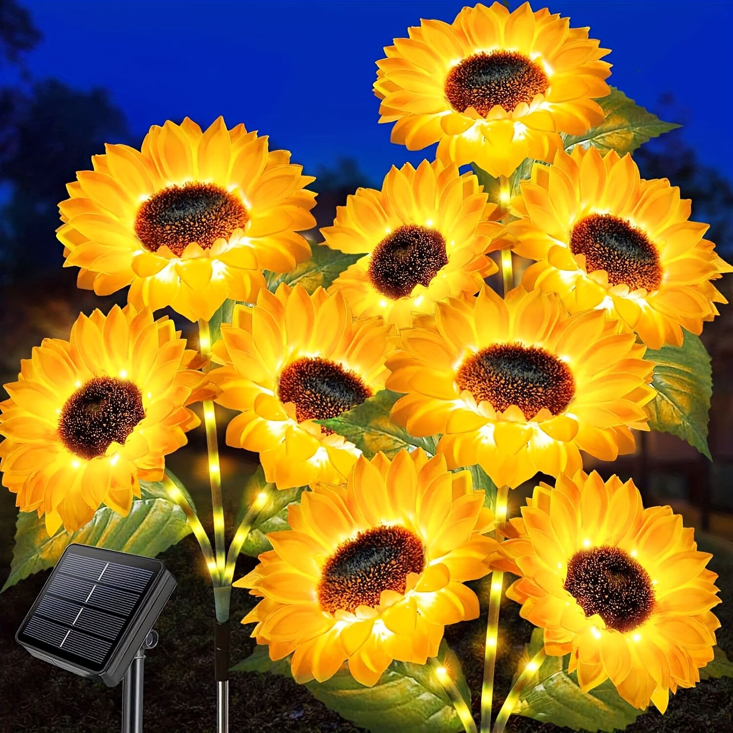 2 pcs of Sunflower - Shaped Ambiance Lights – Soft, Insect - Repellent Glow for Your Private Garden. Adds a Poetic Nighttime & Festive Touch. - Factory Direct Shop