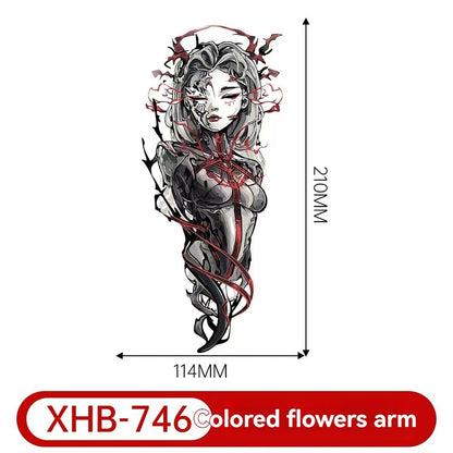 8 new colorful half-arm tattoo stickers, anime colorful waterproof resin one-time tattoo stickers