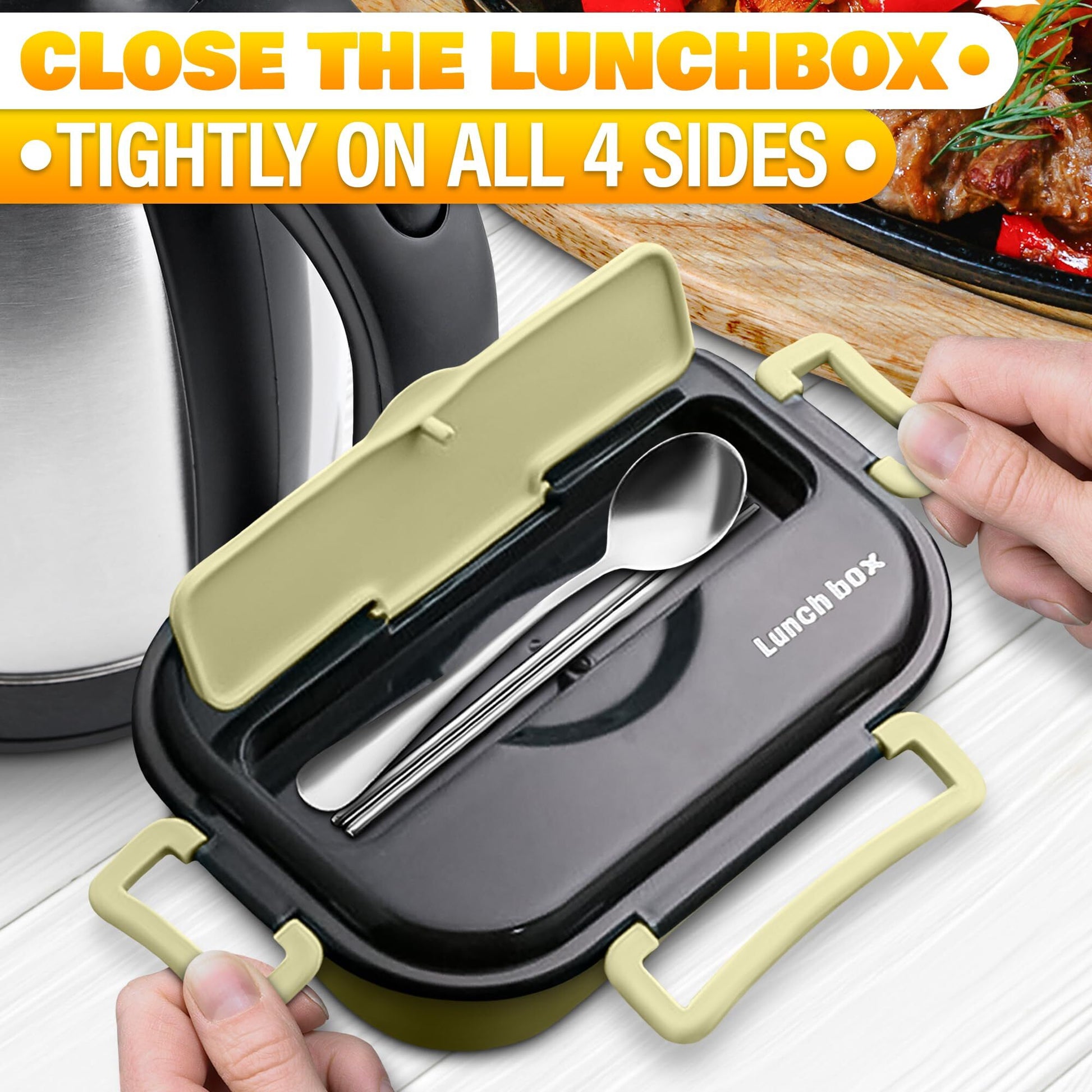 Stainless Steel Bento Lunch Box with Dual Compartments & Utensils – Microwave & Dishwasher Safe for Adults (Green) - Factory Direct Shop