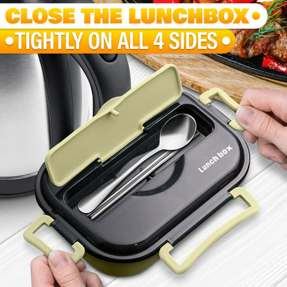 Stainless Steel Bento Lunch Box with Dual Compartments & Utensils – Microwave & Dishwasher Safe for Adults (Green) - Factory Direct Shop
