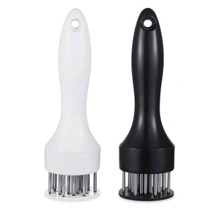 Meat Tenderizer Set with Stainless Steel Needles – 2 - Piece Kitchen Tool for Marinating & Cooking Beef, Chicken, Pork, Fish (Black & White) - Factory Direct Shop