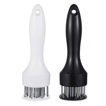 Meat Tenderizer Set with Stainless Steel Needles – 2 - Piece Kitchen Tool for Marinating & Cooking Beef, Chicken, Pork, Fish (Black & White) - Factory Direct Shop