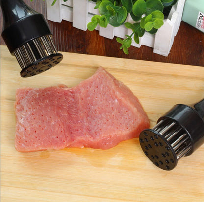 Meat Tenderizer Set with Stainless Steel Needles – 2 - Piece Kitchen Tool for Marinating & Cooking Beef, Chicken, Pork, Fish (Black & White) - Factory Direct Shop