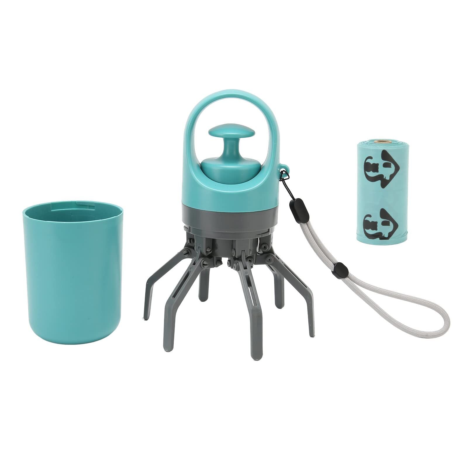 Zero - Contact Dog Poop Scooper with 6 - Claw Mechanism & Built - in Bag Dispenser – Lightweight Pet Waste Picker for Outdoor Walks (Teal Blue) - Factory Direct Shop