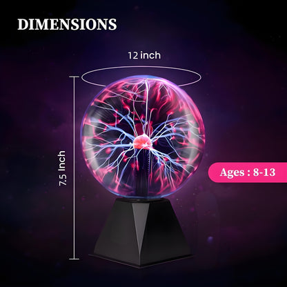 Plasma Ball Lamp - Touch & Sound Sensitive USB-Powered Globe for Decor, Parties & STEM Learning (4 Inch)