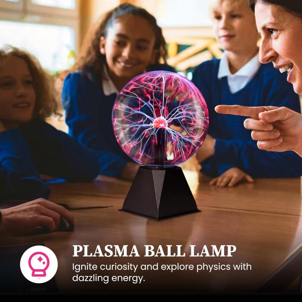 Plasma Ball Lamp - Touch & Sound Sensitive USB-Powered Globe for Decor, Parties & STEM Learning (6 Inch)