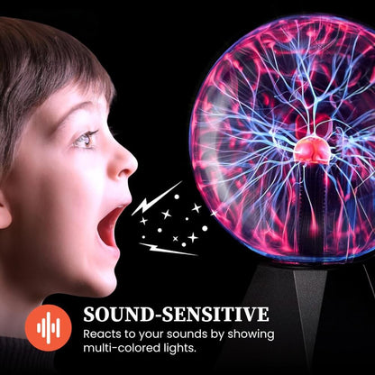 Plasma Ball Lamp - Touch & Sound Sensitive USB-Powered Globe for Decor, Parties & STEM Learning (8 Inch)