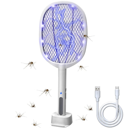 Dual - Mode UV Electric Mosquito Swatter with LED Attraction & 3000V Zapper – Rechargeable Bug Killer for Indoor and Outdoor Use (White) - Factory Direct Shop