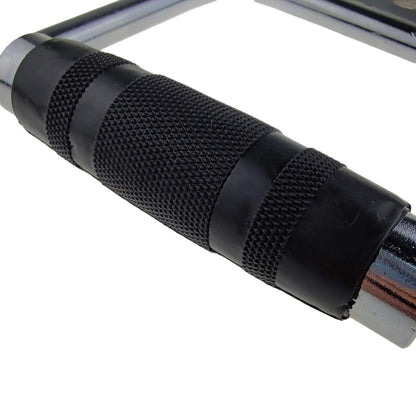 Solid D - Handle Cable Attachment for Home Gym & Cable Machine – Chrome - Finished Steel Bar with Anti - Slip Grip (Black) | - Factory Direct Shop