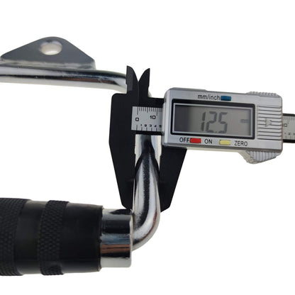 Solid D - Handle Cable Attachment for Home Gym & Cable Machine – Chrome - Finished Steel Bar with Anti - Slip Grip (Black) | - Factory Direct Shop