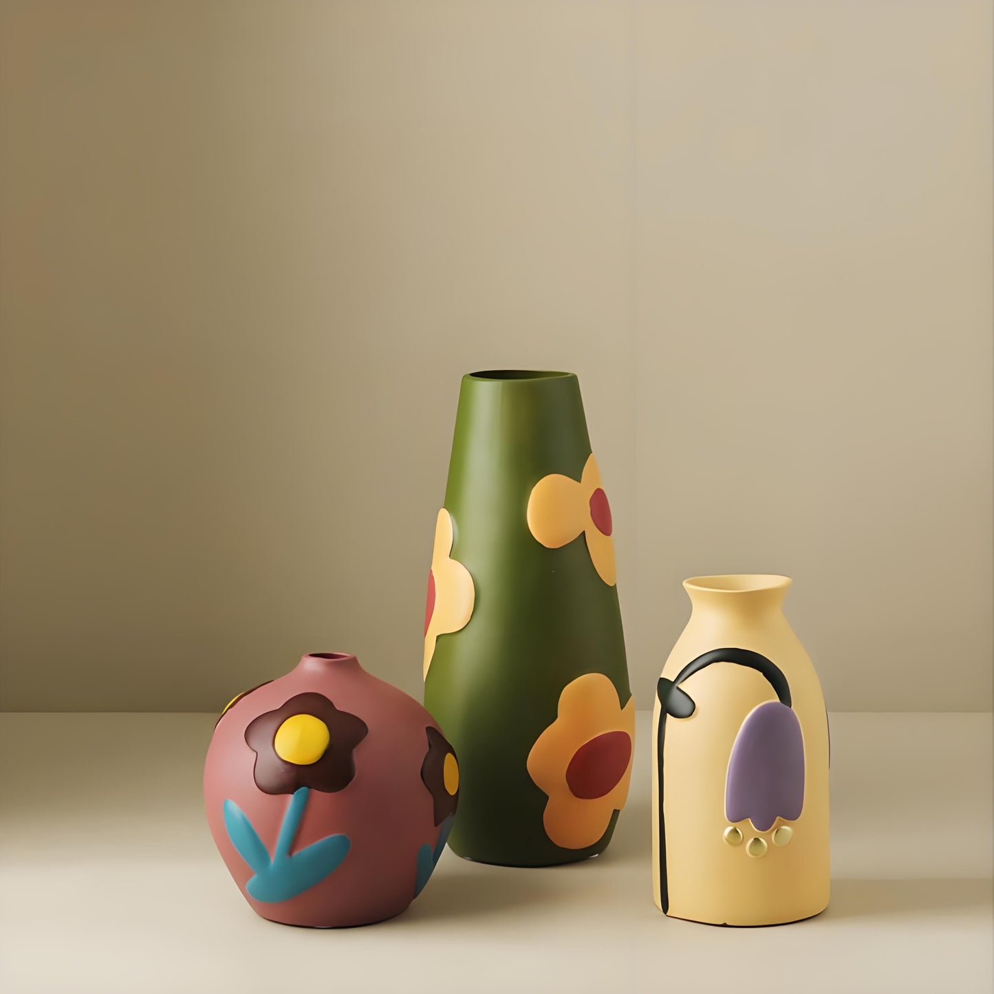 Morandi Painted Ceramic Vase Set (3-Piece) – Modern Home Decor for Flowers | Other Luxury Styles in Store