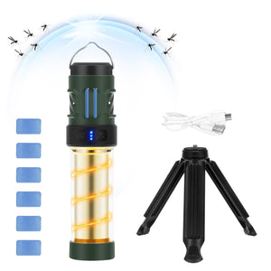 Rechargeable 3 - in - 1 Camping Light with Mosquito Repellent & Dual Heating – Bright Flashlight, Warm Lantern, Type - C Charging (Army Green) - Factory Direct Shop