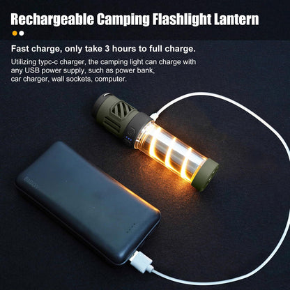 Rechargeable 3 - in - 1 Camping Light with Mosquito Repellent & Dual Heating – Bright Flashlight, Warm Lantern, Type - C Charging (Army Green) - Factory Direct Shop