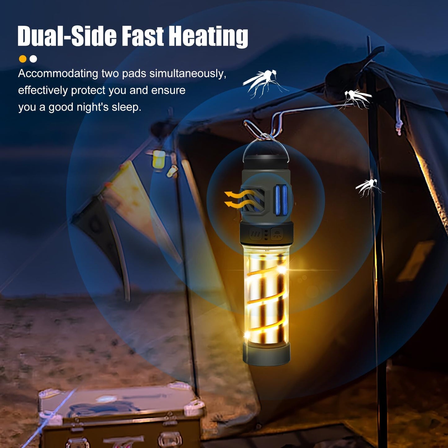 Rechargeable 3 - in - 1 Camping Light with Mosquito Repellent & Dual Heating – Bright Flashlight, Warm Lantern, Type - C Charging (Army Green) - Factory Direct Shop