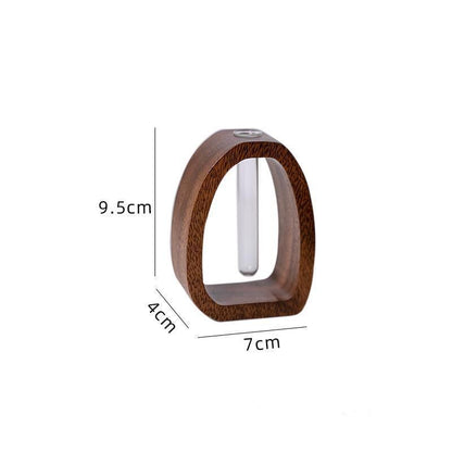 Wooden Glass Hydroponic Vase – Minimalist Desktop Flower Vase for Water Plants & Blooms (9.5cm) | Other Sizes Available in Store