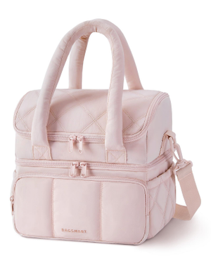 Double - Layer Insulated Lunch Bag with Quilted Design – 11.8L Cooler Tote for Work, Picnics & Travel (Pink) | Other Colors Available In - Store - Factory Direct Shop