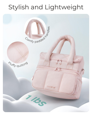 Double - Layer Insulated Lunch Bag with Quilted Design – 11.8L Cooler Tote for Work, Picnics & Travel (Pink) | Other Colors Available In - Store - Factory Direct Shop