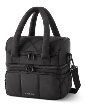 Double - Layer Insulated Lunch Bag with Quilted Design – 11.8L Cooler Tote for Work, Picnics & Travel (Black) | Other Colors Available In - Store - Factory Direct Shop