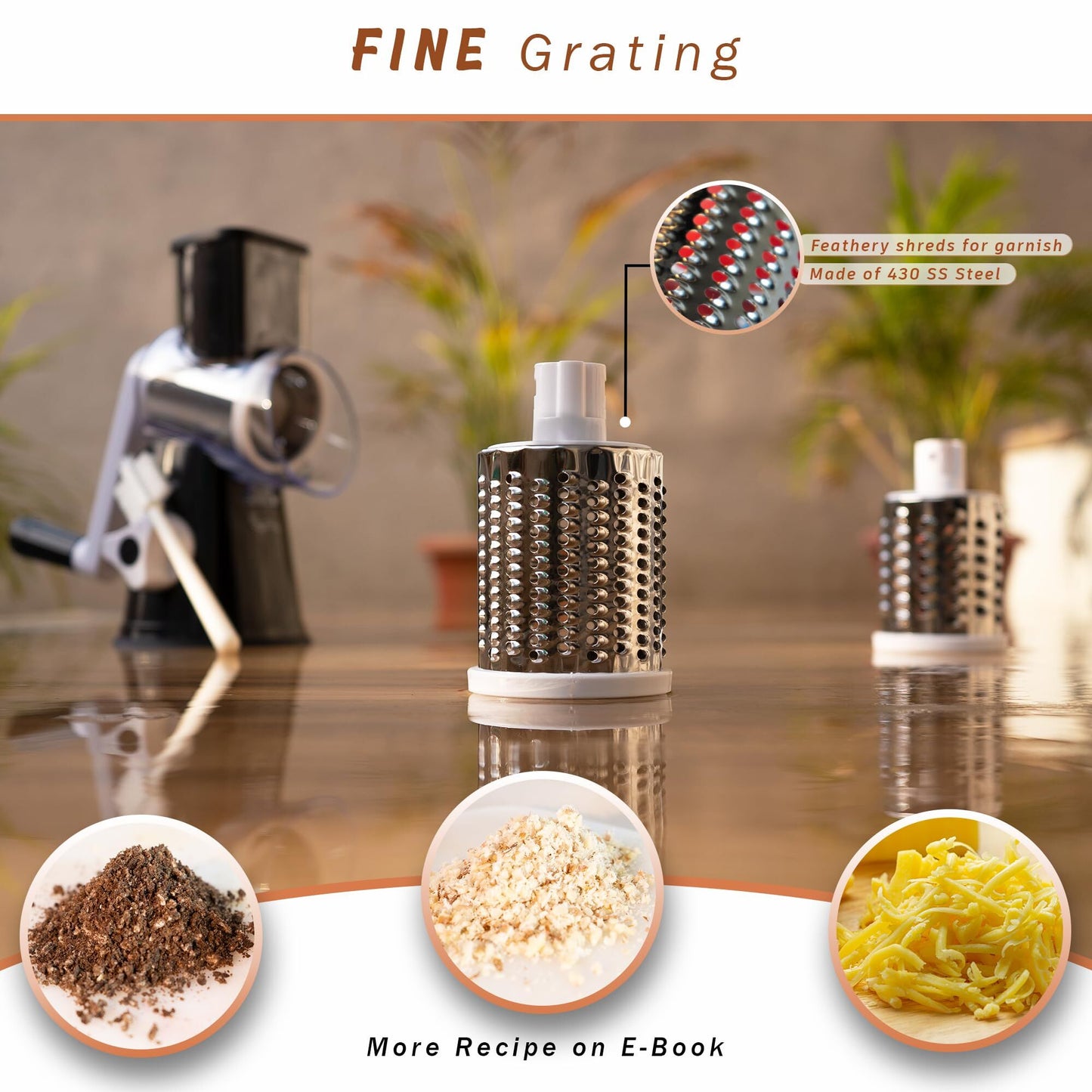 Manual Rotary Food Slicer & Grater with 3 Stainless Steel Drums – Suction Base Vegetable Shredder for Cheese, Potatoes & More (Black) - Factory Direct Shop