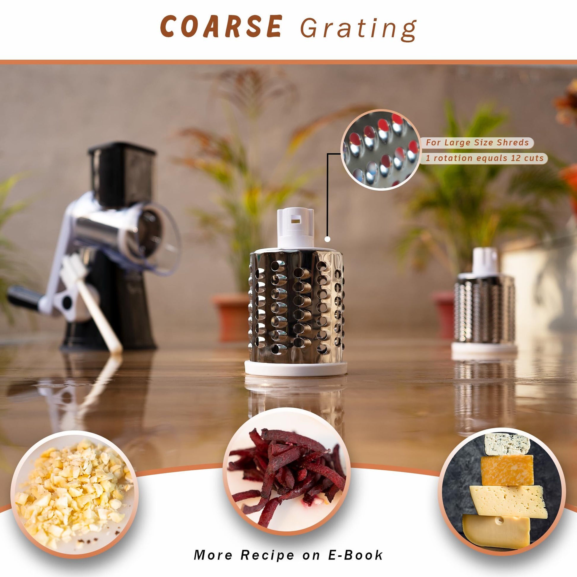 Manual Rotary Food Slicer & Grater with 3 Stainless Steel Drums – Suction Base Vegetable Shredder for Cheese, Potatoes & More (Black) - Factory Direct Shop