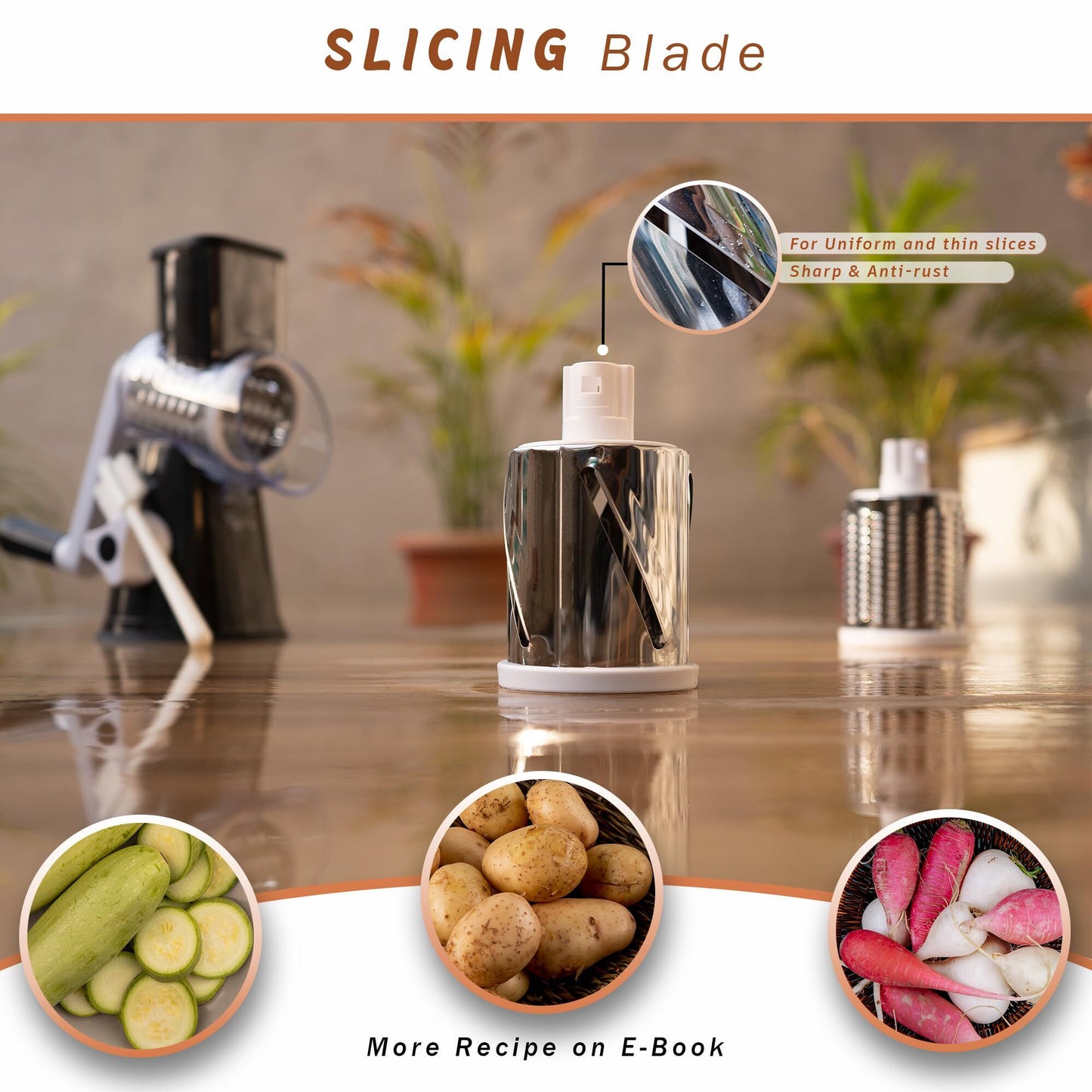 Manual Rotary Food Slicer & Grater with 3 Stainless Steel Drums – Suction Base Vegetable Shredder for Cheese, Potatoes & More (Black) - Factory Direct Shop