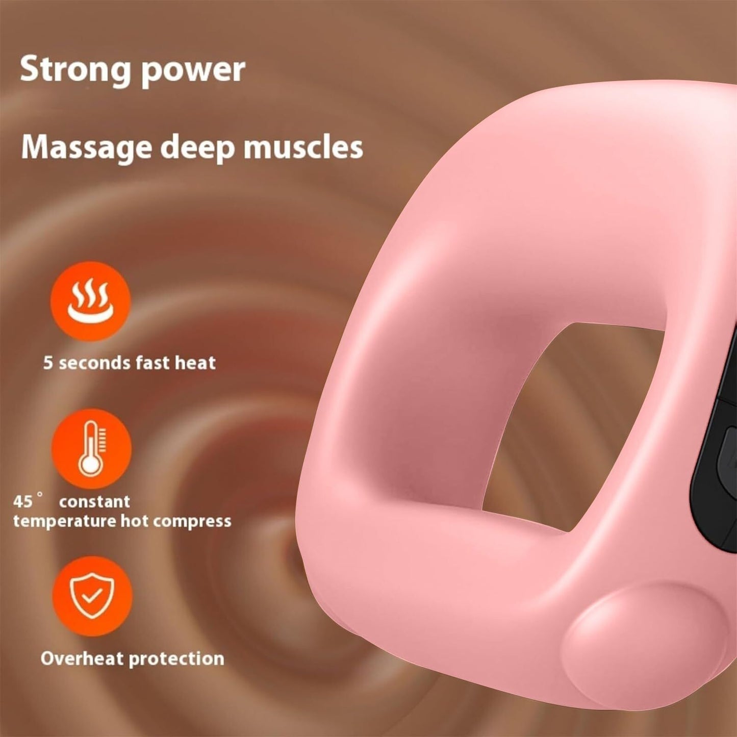 Portable Heated Fascia Ring Massager with 5 - Speed Vibration & USB - C Charging – Deep Tissue Muscle Relief for Neck, Back, and Shoulders (Pink) | Other Colors Available In - Store - Factory Direct Shop