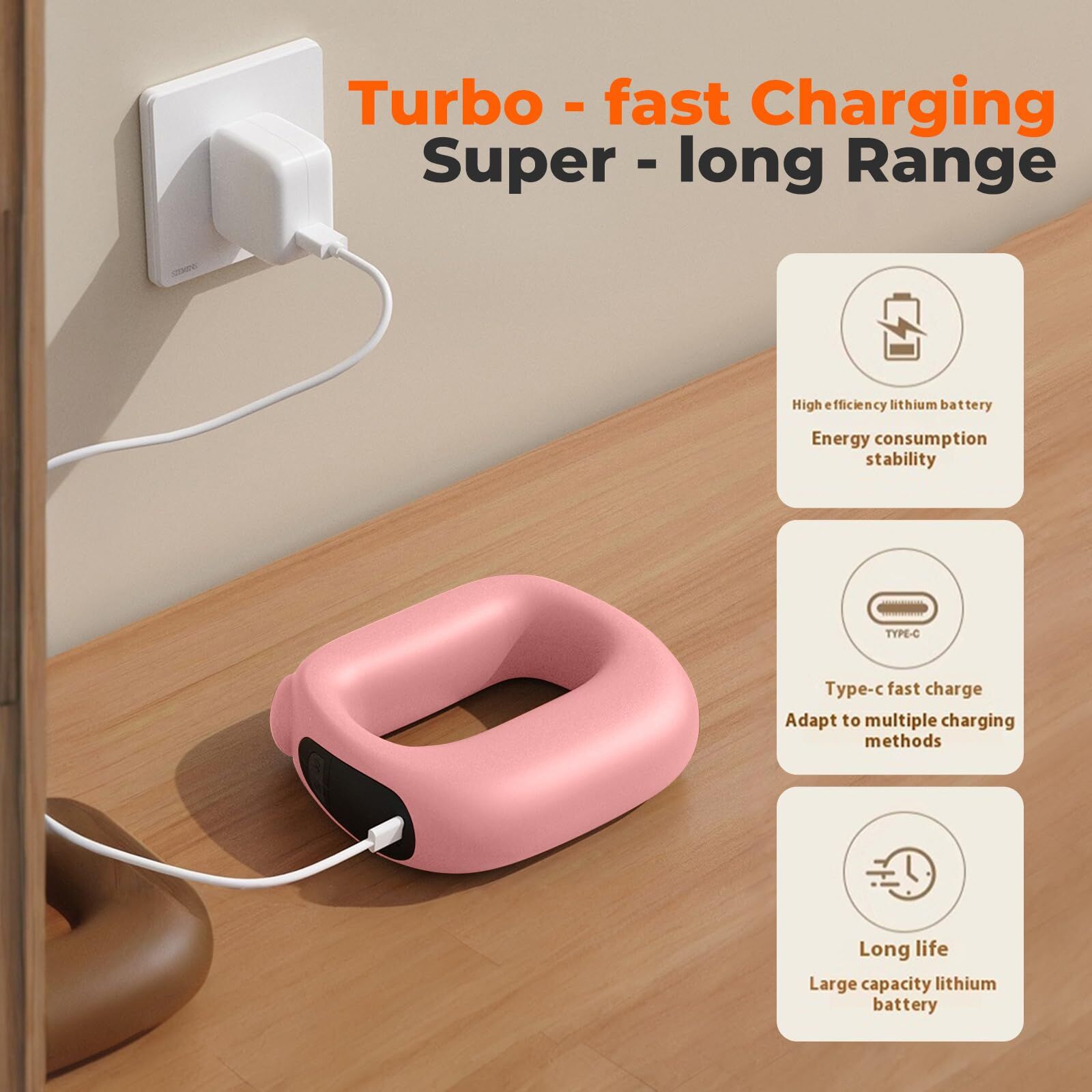 Portable Heated Fascia Ring Massager with 5 - Speed Vibration & USB - C Charging – Deep Tissue Muscle Relief for Neck, Back, and Shoulders (Pink) | Other Colors Available In - Store - Factory Direct Shop