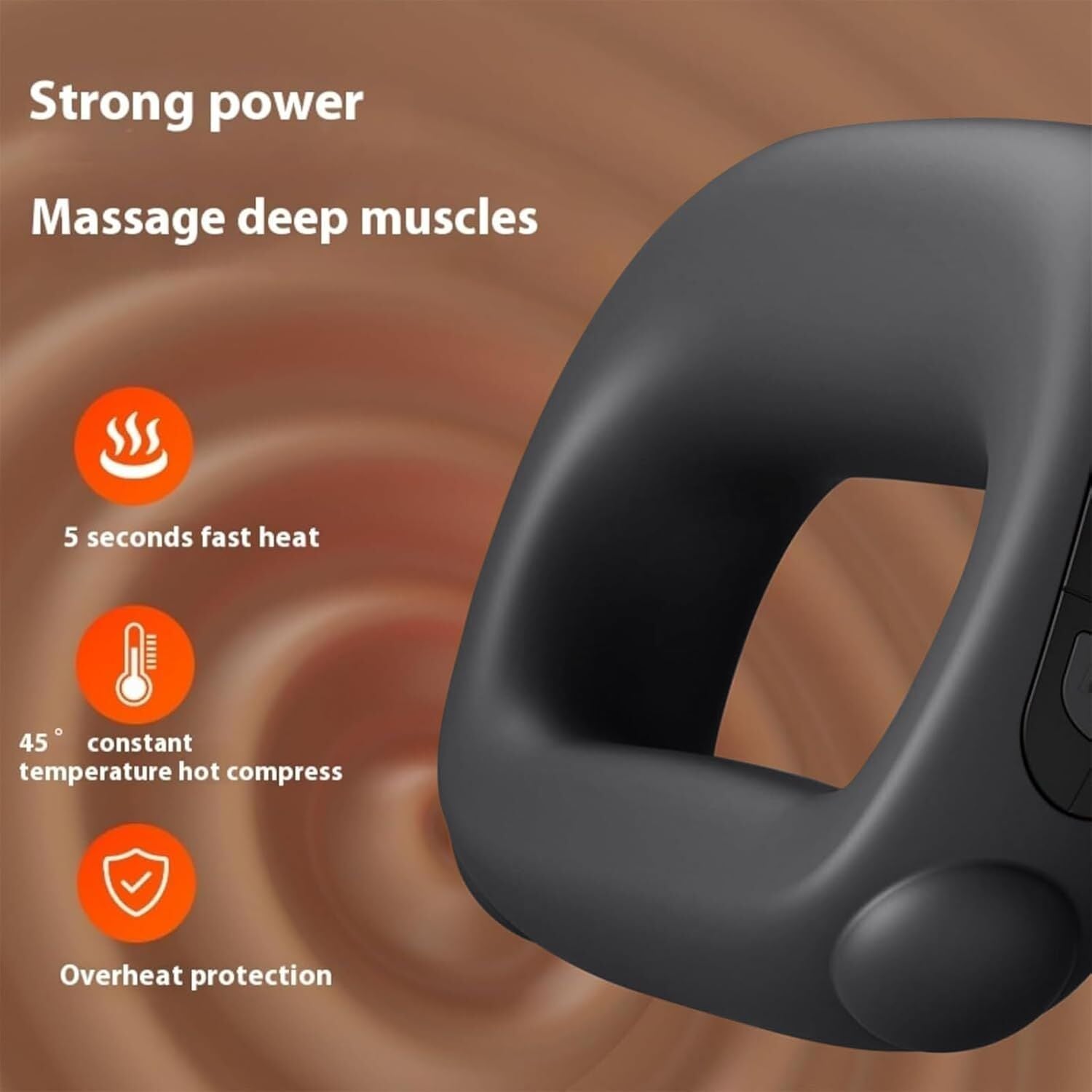 Portable Heated Fascia Ring Massager with 5 - Speed Vibration & USB - C Charging – Deep Tissue Muscle Relief for Neck, Back, and Shoulders (Black) | Other Colors Available In - Store - Factory Direct Shop