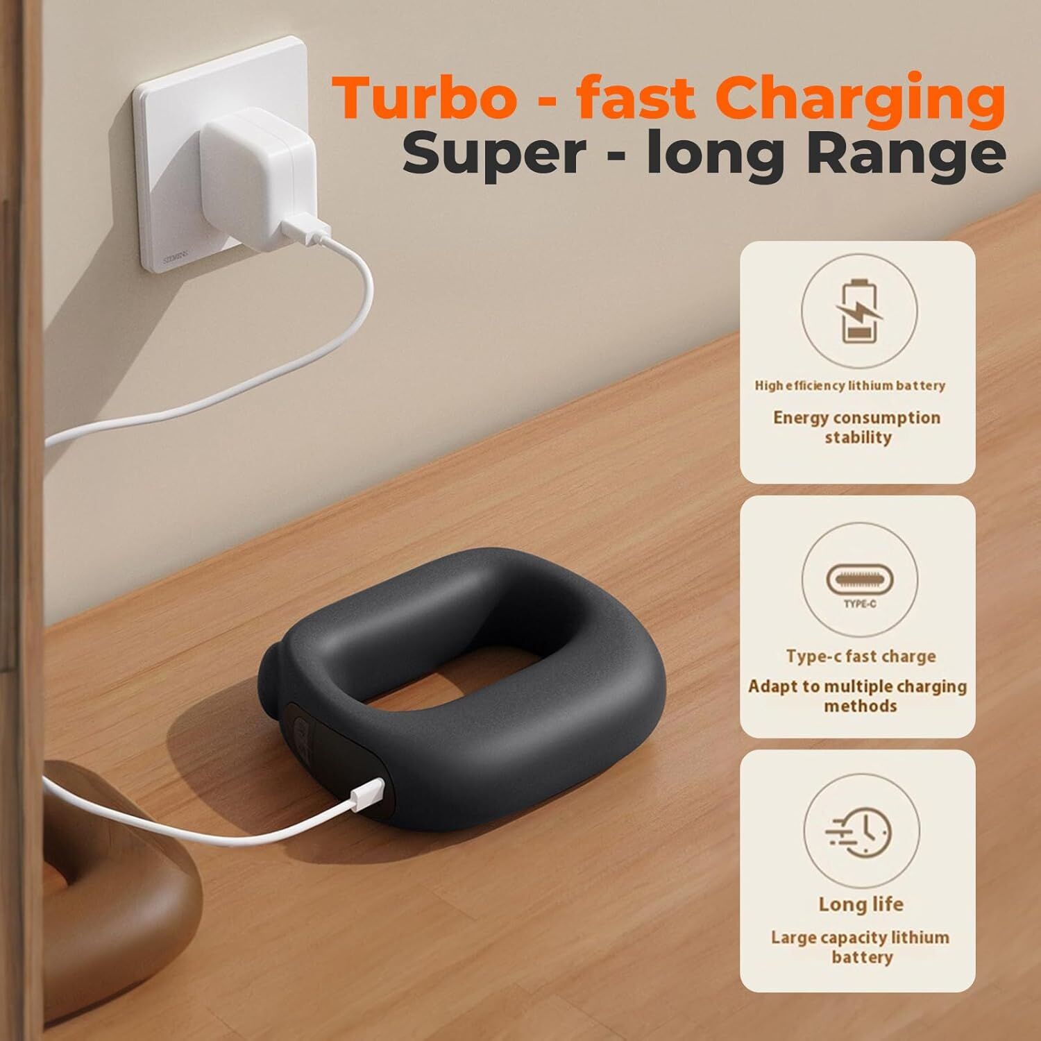 Portable Heated Fascia Ring Massager with 5 - Speed Vibration & USB - C Charging – Deep Tissue Muscle Relief for Neck, Back, and Shoulders (Black) | Other Colors Available In - Store - Factory Direct Shop